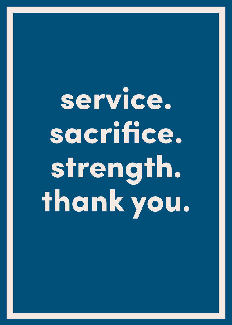 Thank You For Your Sacrifice Greeting Card F5