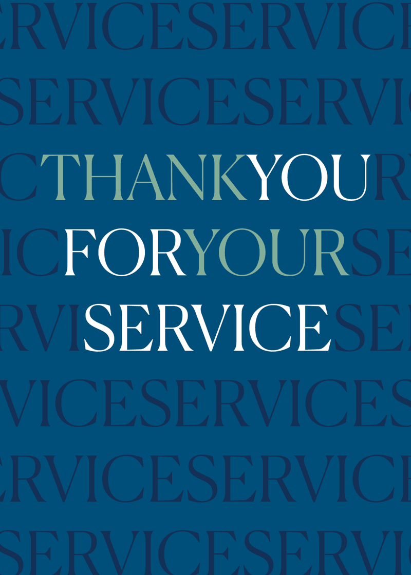 Thank You For Your Service Greeting Card Z8